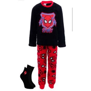 Marvel Spiderman Pyjama Fleece + Sokken Zwart/Rood Maat 98