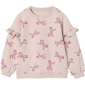 Vertbaudet - Kersttrui - Meisjes - Ronde Hals - Glitterhartjes - Lange Mouwen met Ruches