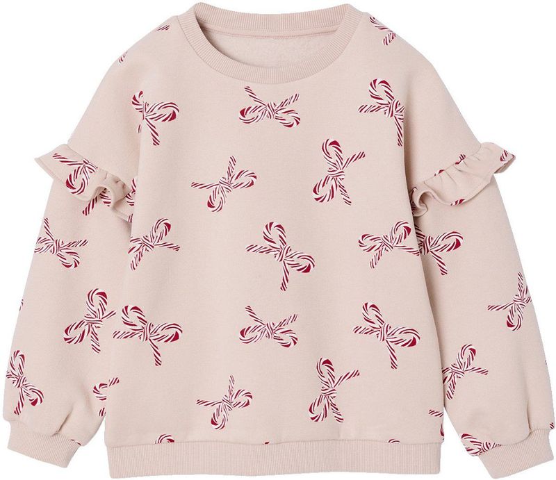 Vertbaudet - Kersttrui - Meisjes - Ronde Hals - Glitterhartjes - Lange Mouwen met Ruches