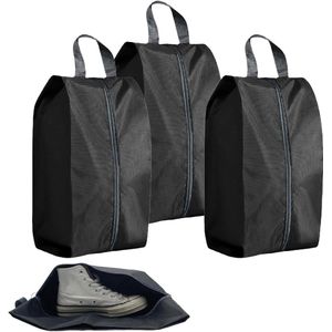 Allecto Premium - Set van 3 Waterdichte Schoenentassen voor Reizen en Opslag in Zwart met Stofdicht Ontwerp.