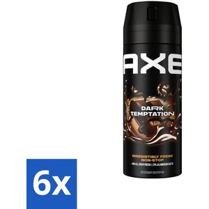 6 x Axe Deodorant Bodyspray Dark Temptation 150 ml - Axe Deodorant - Dark Temptation Deodorant - Deodorant Bodyspray - Geurbeheersing - 48 Uur Bescherming