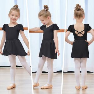 Allecto Premium Balletkleding Meisjes Afneembare Balletrok Pofmouwen Zwart 110 (4-6 Jaar)