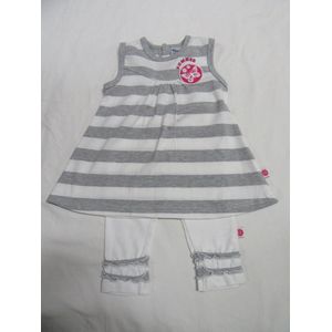 dirkje , kledingsetje , overgooier + legging , wit / grijst ,summer fuchia , 9 maand 74