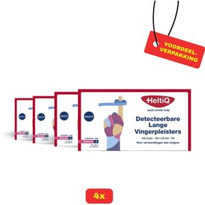 4x Heltiq - Detecteerbare Lange Vingerpleisters - 100 stuks - 120 x 20 mm - Voordeelverpakking!