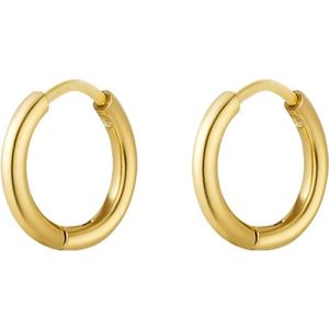 Oorringen - oorbellen - perfecte basic - goud - stainless steel - kliksluiting - makkelijk in en uit doen - maat medium - 1,4 cm