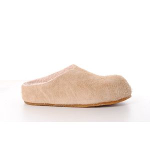 NAN-KU wol gevoerde dames slipper beige suède