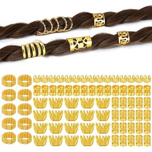 Brenzoos - Verstelbare metalen haarvlechtringen - 110 stuks Gouden Dreadlocks Sieraden
