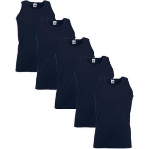 Fruit of the Loom 5x Value Weight Tanktop Katoen Navy XL