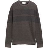 Tom Tailor - Gebreide Trui - Navy Cognac Cream Multi Color - Streep-look