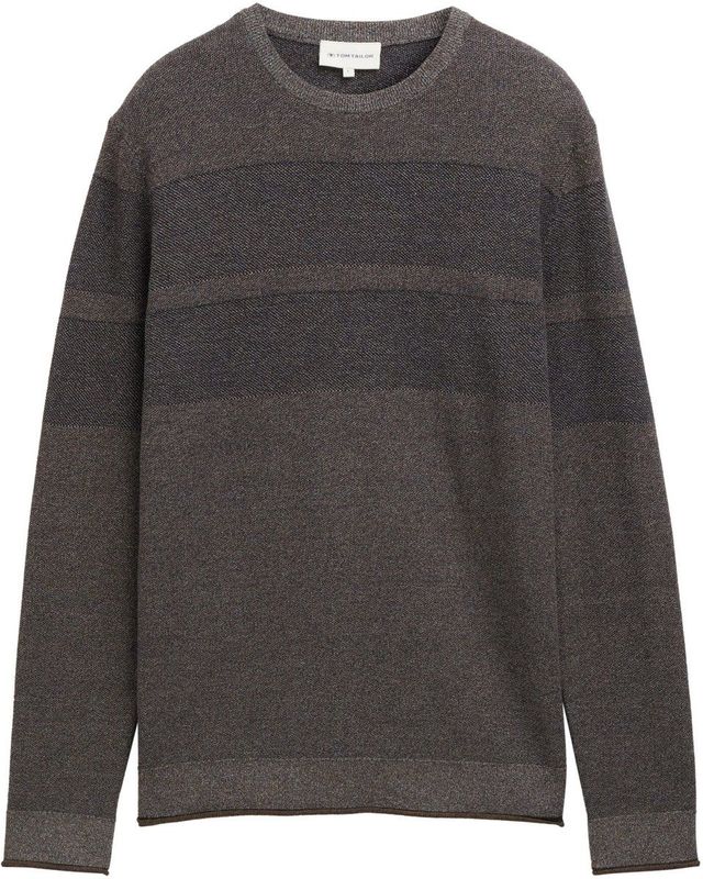 Tom Tailor - Gebreide Trui - Navy Cognac Cream Multi Color - Streep-look