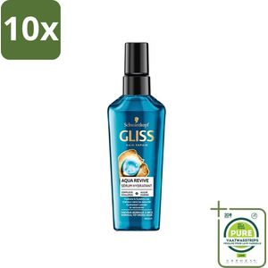 10 x Gliss - Hair Repair - Serum Aqua Revive - oor Hydraterende Haarverzorging - 75 ml - Grootverpakking - Haar Serum - Droge Haren - Beschadigd Haar - Intensieve Hydratatie - Haarverzorging