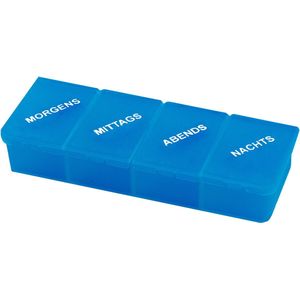 Sundo pillendoosje met 4 vakken en dagindeling - blauw