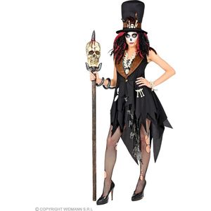 Widmann - Heks & Spider Lady & Voodoo & Duistere Religie Kostuum - Leidster Van Zwarte Voodoo Priesteres - Vrouw - Bruin, Zwart - Large - Halloween - Verkleedkleding