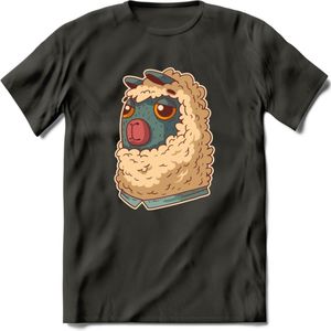 Casual lama T-Shirt Grappig | Dieren alpaca Kleding Kado Heren / Dames | Animal Skateboard Cadeau shirt - Donker Grijs - M