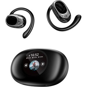 Draadloze In Ear Oordopjes Bluetooth 5.4-Sport Bluetooth Oordopjes -Laadkast met slim kleurenscherm-Noise Cancelling- Touch Control Open Oor waterdichte oortelefoon-Inclusief Oorhaak