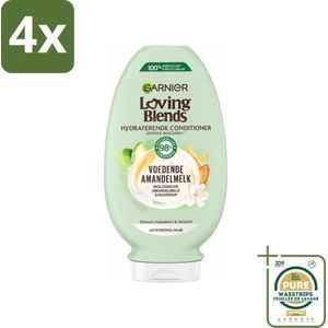 Garnier Loving Blends Voedende Amandelmelk Conditioner 250 ml - Voordeelverpakking - 4 stuks - Droog haar - Amandelmelk conditioner