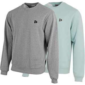 2-Pack Donnay - Fleece sweater ronde hals (Dean) - Sporttrui - Heren - Silver-marl/Sage green (497) - maat M