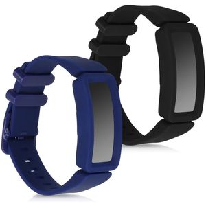 kwmobile Horlogebandjes Fitbit Ace 2 - TPU - Zwart/Donkerblauw - 2 Stuks
