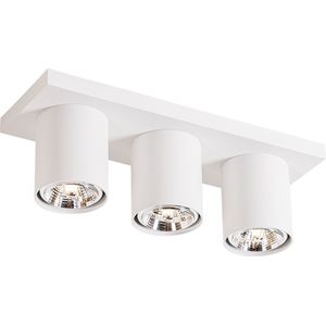 QAZQA tubo - Moderne Plafondspot | Spotje | Opbouwspot - 3 lichts - L 36 cm - Wit - Woonkamer | Slaapkamer | Keuken