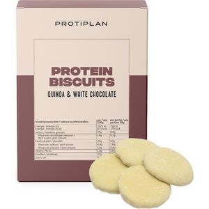 Protiplan | Biscuit Quinoa Witte Chocolade | 6 x 36 gram | Low Carb Cake | Eiwitrijk | Low carb snack | Eiwitrepen | Koolhydraatarme sportvoeding | Afslanken met Proteïne repen | Snel afvallen zonder hongergevoel!