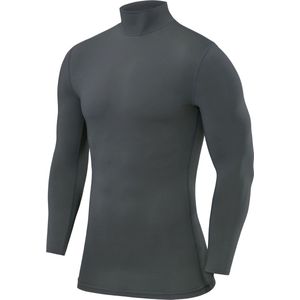 PowerLayer thermoshirt heren lange mouw - Compressie shirt met opstaande kraag - Sportshirt voor voetbal of hardlopen - Basislaag fietsshirt heren - Donkergroen, 6-8 Jaar