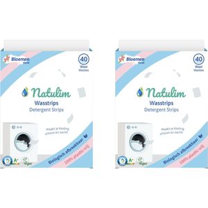 Natulim Milieuvriendelijke Wasstrips 80 Wasbeurten - Bloemengeur - Wasmiddeldoekjes Wasdoekjes Detergent Sheets - Vegan - Plasticvrij - Gemaakt in de EU