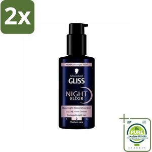 Gliss - Haarserum - Night Elixer Overnight Reconstruction - Tegen Gespleten Haarpunten - 100 ml - Voordeelverpakking - 2 stuks - Haar serum - Nacht serum