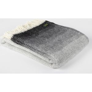 Wollen Plaid - Ombre - Lichtgrijs met zwart
