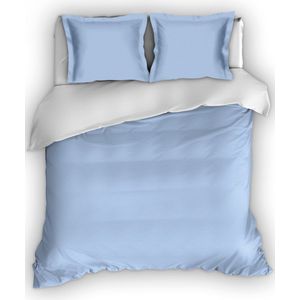 Romanette Comtesse - Flanel - Dekbedovertrek - Tweepersoons - 200x200/220 cm + 2 kussenslopen 60x70 cm - Blauw/wit