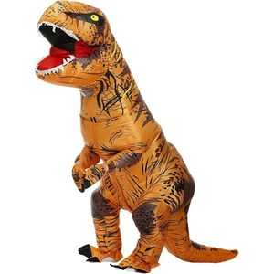 Rique Dino pak - Carnaval - Dino pak - Dinosaurus - Dino kostuum - Opblaas Dino - Carnavalspak Dino - Dino - Volwassen Dinopak - 150 tot 200 cm - OranjeDino