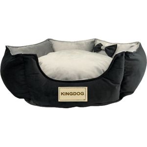 KINGDOG - Hondenbed - Dierenmand diameter 50 cm - Grijs met zwart