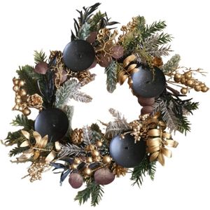 House of Seasons Kerst Krans Advent  met kaarsenhouders goud, D55cm