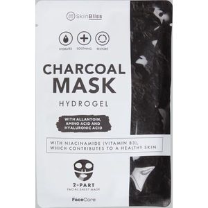 Gezichtsmasker face care - Charcoal hydrogel - met niacamide, vitamine B3 - reinigend herstellend hydraterend verzachtend - 2 delig tissue masker - sheet mask
