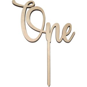 Houten Taarttopper One - Taart decoratie 1 jaar - verjaardag of jubileum