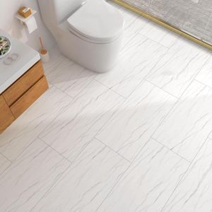 Provento - Waterdichte Tegel Sticker voor Badkamer en Keuken - PVC Vloer - Zelfklevend - Groot Formaat - Wit - 15-delige Set