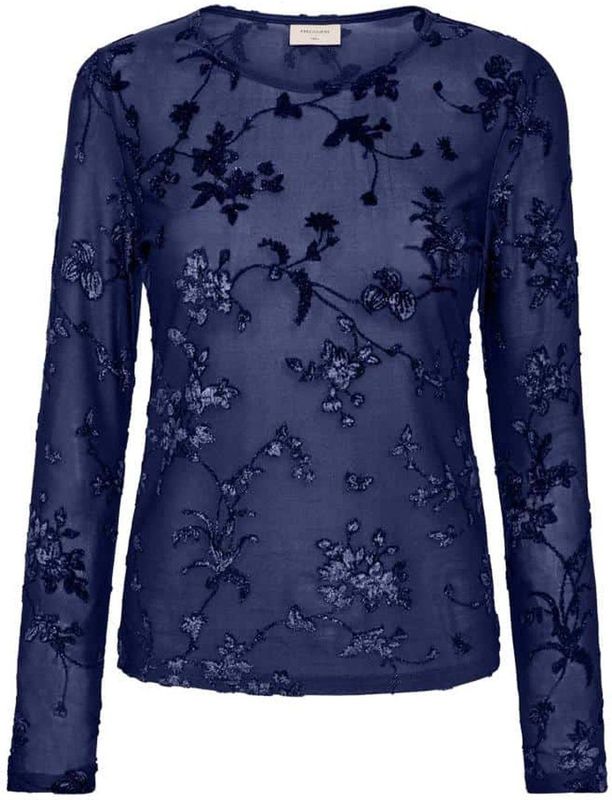 Freequent - FQBISKA 207124 - Blouse - Patriot Blue - Transparante Meshstof