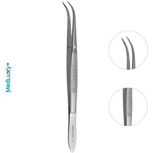 MEDLUXY® - Splinterpincet - 12 cm - Chirurgisch RVS - Precisiepincet - Fijne Gebogen Punt - Professionele Splinterverwijderaar - Antislip EHBO Pincet - MED0616 (Hobby, Knutselen etc.)