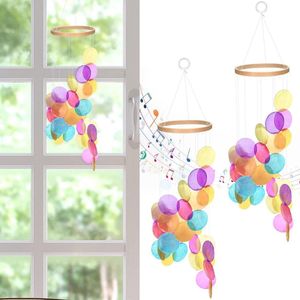 Shell Windgong - Regenboog Capiz Zeeschelp - Handgemaakt en Kleurrijk - Voor Buiten en Binnen - Decoratief en Memorabel - Tuin en Woondecoratie - 2 Pack