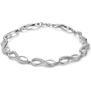 Twice As Nice armband in zilver, infinity schakels, zirkonia Wit 18 cm