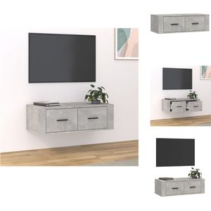 vidaXL Hangend TV-meubel Betongrijs - 80 x 36 x 25 cm - Duurzaam hout - 2 lades - Kast