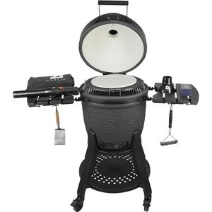 iQ Grills kamado - Barbecue - Large 22 inch - inclusief 20 accessoires - Carbon Black - Zwart