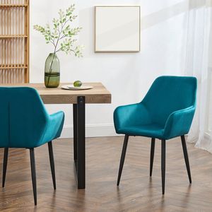 Eetkamerstoel Hollola set van 4 turquoise [en.casa]