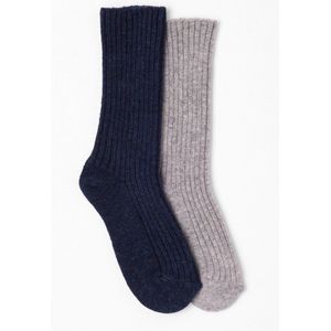 Damart - Set van 2 paar ribgebreide Thermolactyl sokken - Dames - Blauw - 36/38