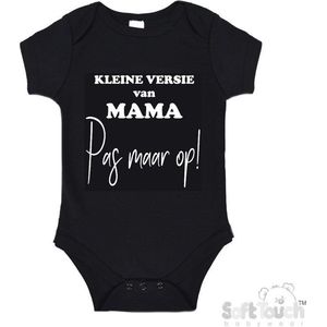 100% katoenen Romper ""Kleine versie van mama Pas maar op!"" Unisex Katoen Zwart/wit 56/62