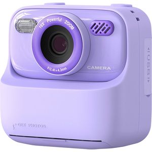 Kiraal 3-in-1 Digitale Kindercamera - Instant Print & Selfie - Inclusief 3 Fotorollen & 32GB SD Kaart - Vlog- en Speelcamera met Games - Camera - Met Nederlandse Handleiding - Paars