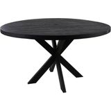 HSM Collection Eettafel Rond Melbourne Ø130cm Zwart Mangohout/Metaal