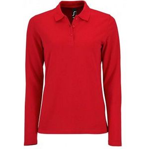 SOLS Dames/dames Perfecte Lange Mouw Pique Polo Shirt (Rood)