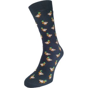 Bonnie Doon Ducks Socks met Ingebreide Eenden Blauw Vrolijke Dames Sokken maat 36/42 - Gladde Teennaad - Katoen - Word Je Vrolijk en Happy van - Cadeau sokken - Zachte Voorgewassen Katoen - OEKO-TEX gecerificeerd - Dark Blue - BT991141.111
