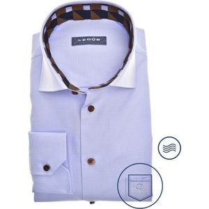 Ledub modern fit overhemd - lichtblauw - Strijkvriendelijk - Boordmaat: 42