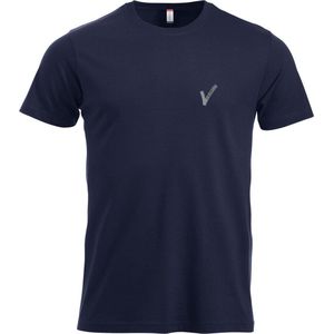 Clique Security / Beveiliging T-shirt met bedrukking V-tje (Borstlogo) en SECURITY (Ruglogo) - Dark Navy - Maat 5XL - VOOR PROFESSIONALS